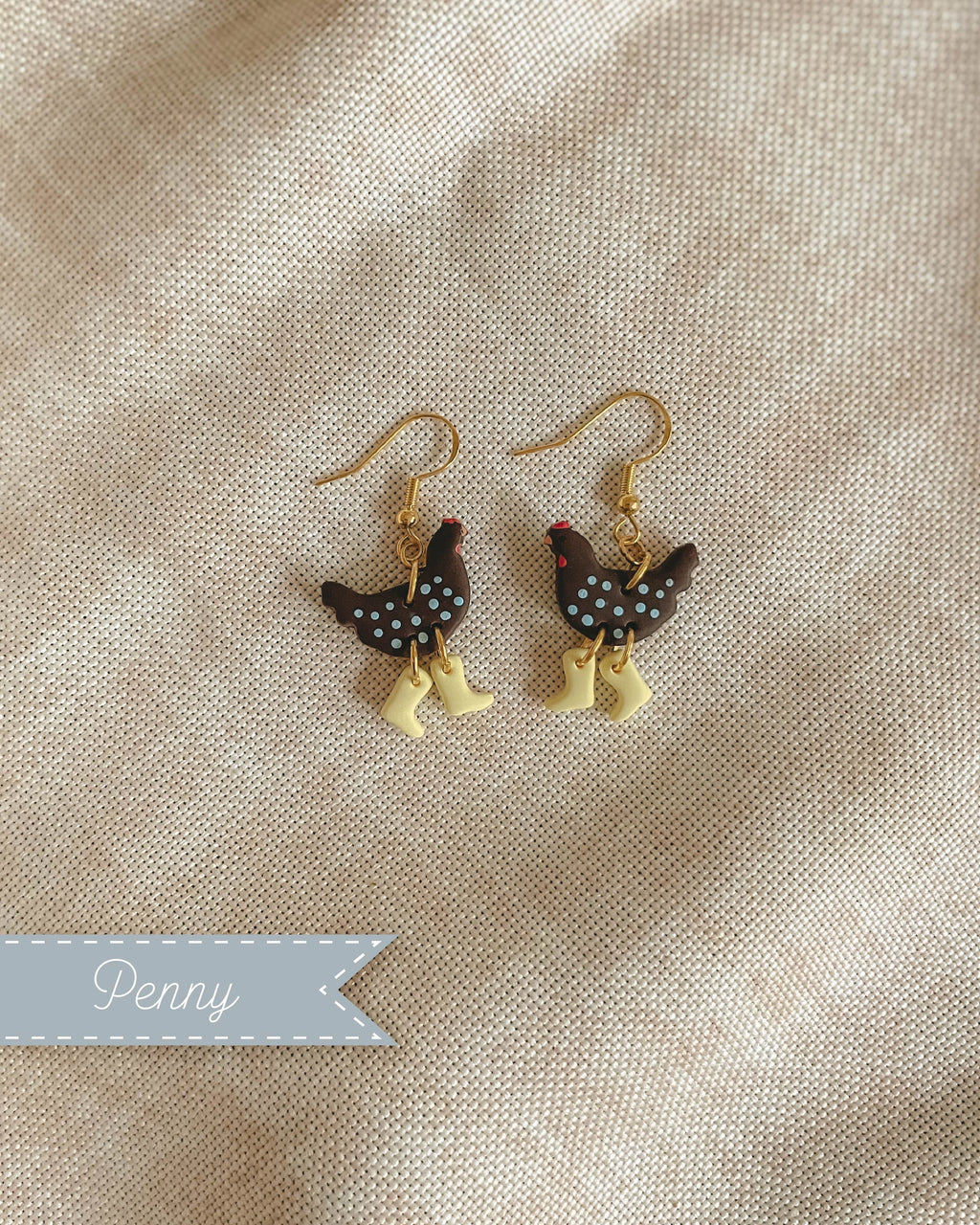 Polka Dot Chickens in Boots Earrings 9 Options