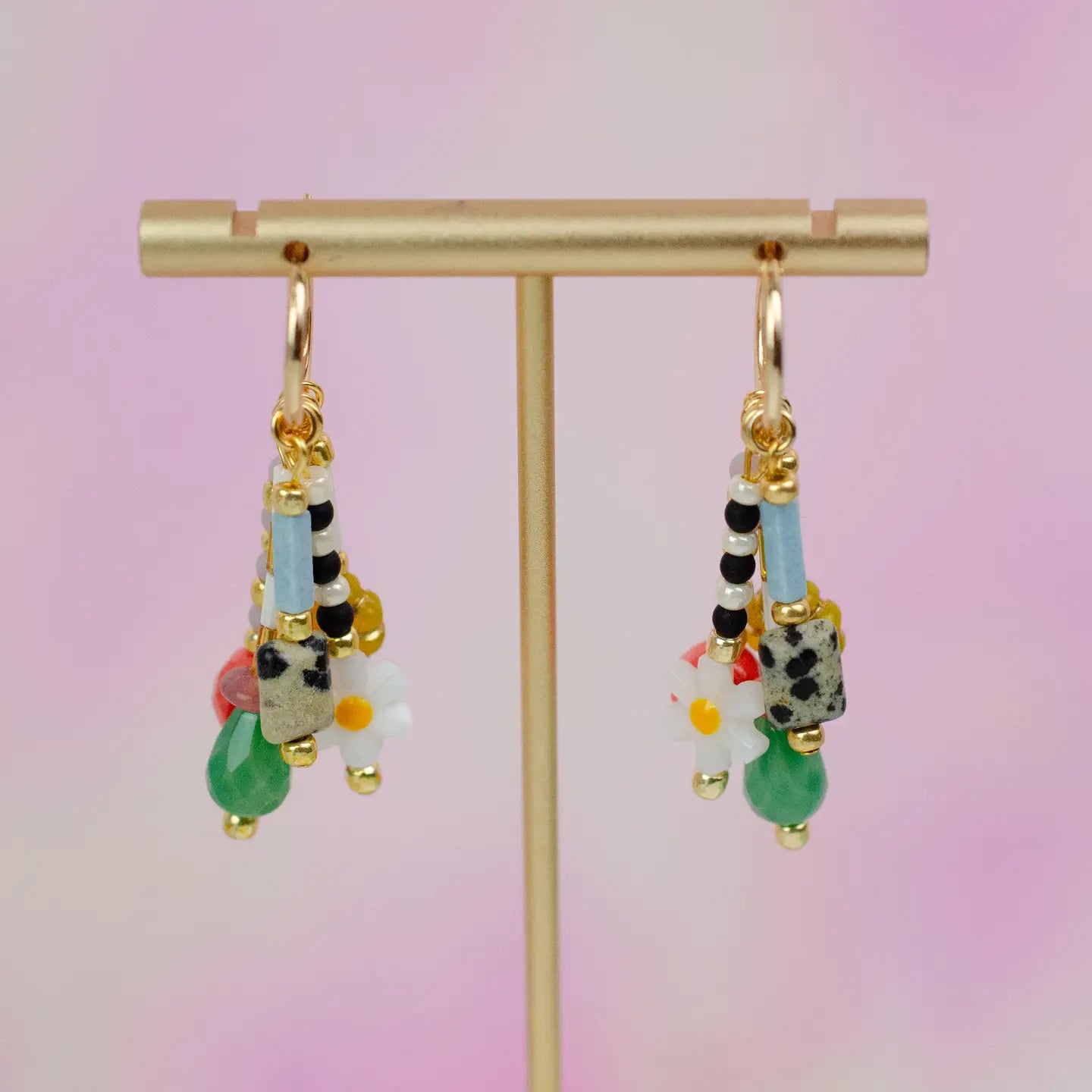 Colorful Beaded Charm Earrings