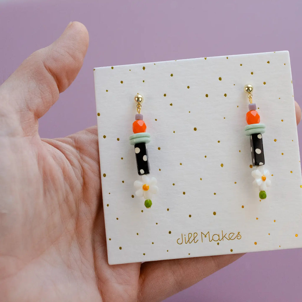 Black and White Polka Dot Earrings