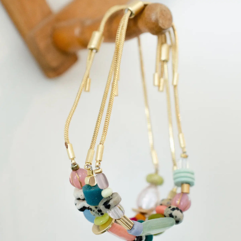 Gold Pull-Tie Beaded Bracelets, 4 Options