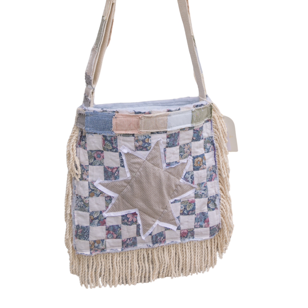 Hand-Made Vintage Quilt Tote Purse with Adjustable Strap & Interior Pocket, One of A Kind
