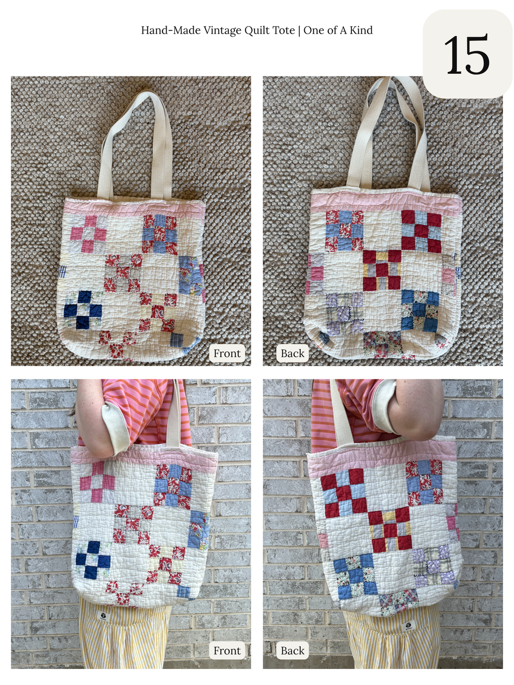 Hand-Made Vintage Quilt Tote One of A Kind
