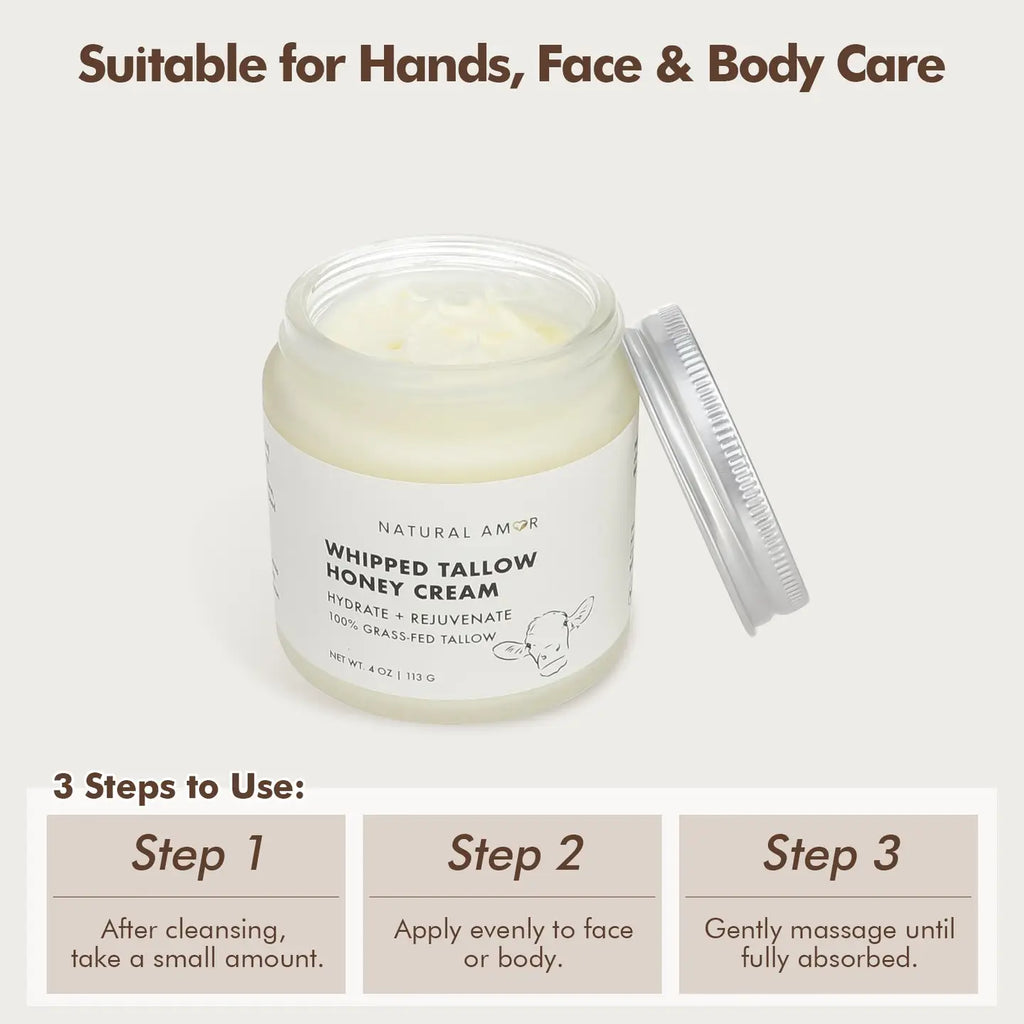 Grass Fed Tallow Honey Cream 4oz