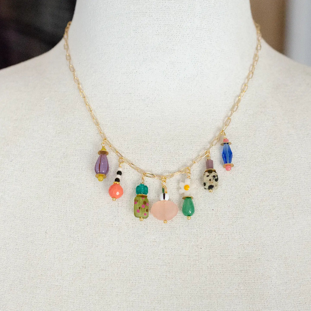 Dainty Colorful Charm Beaded Necklace