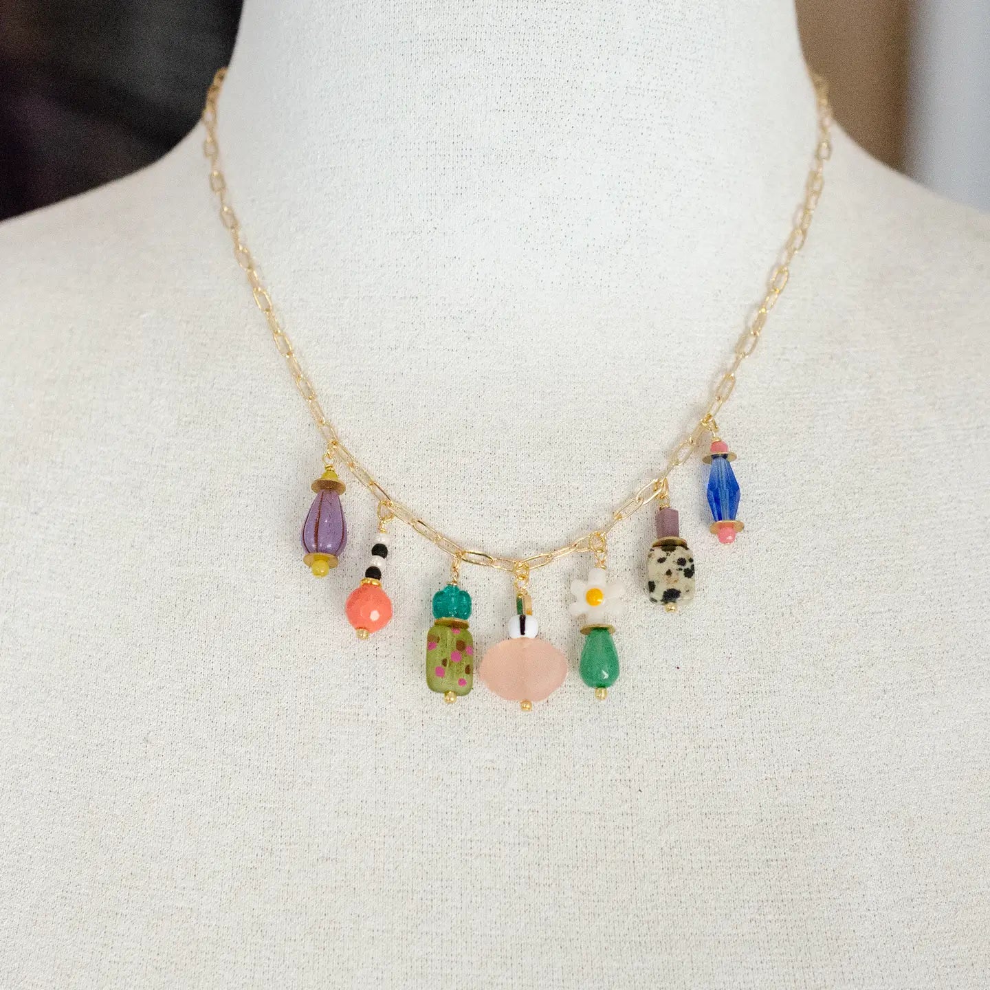 Dainty Colorful Charm Beaded Necklace