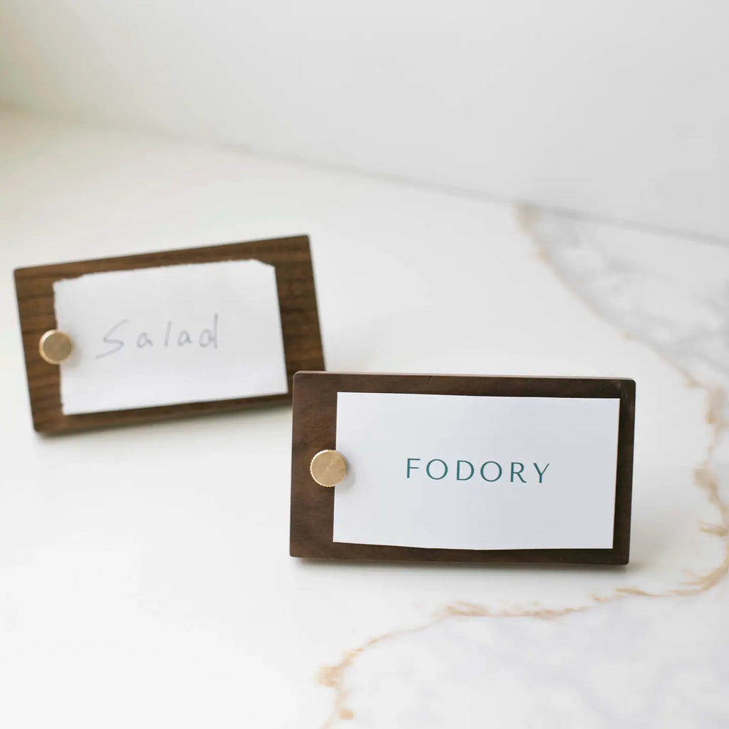 Wooden Name Card & Note Holder