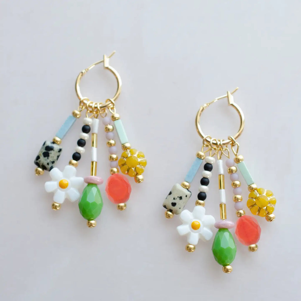 Colorful Beaded Charm Earrings