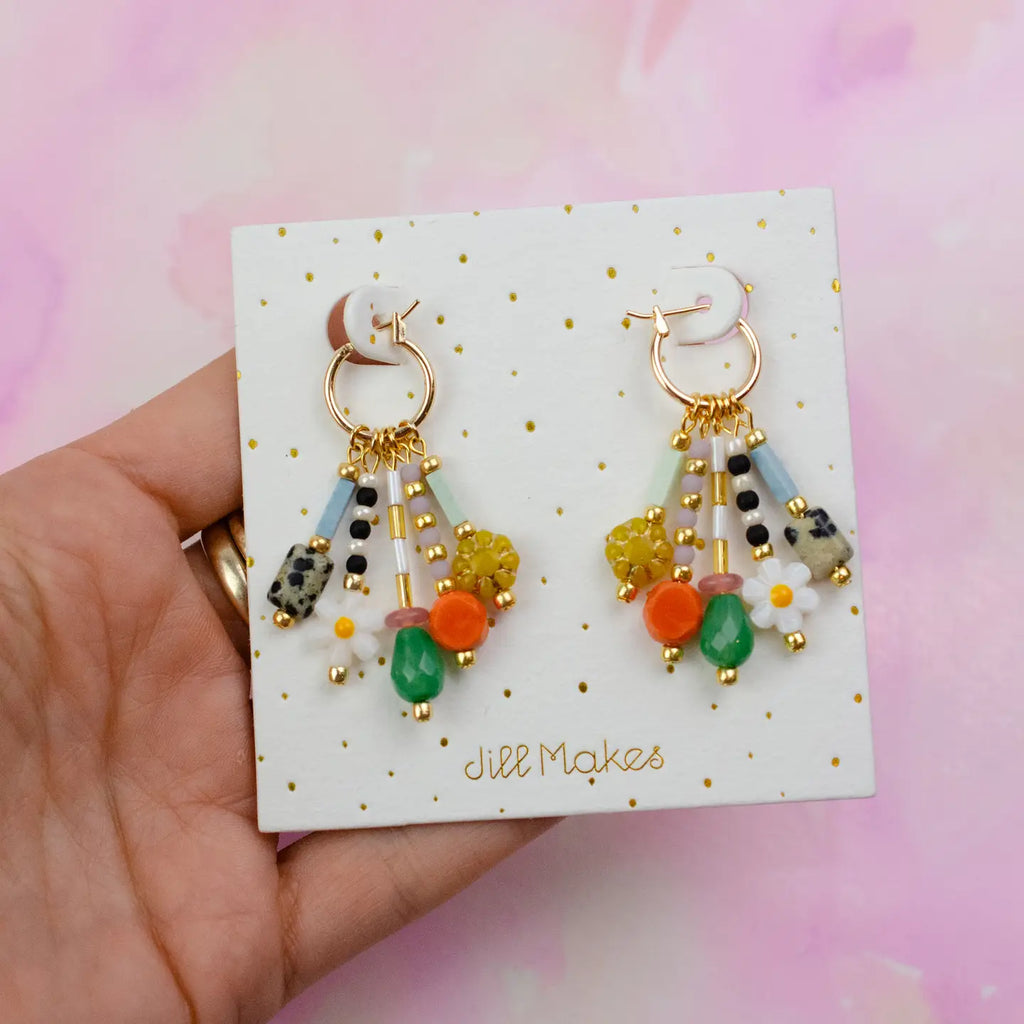 Colorful Beaded Charm Earrings