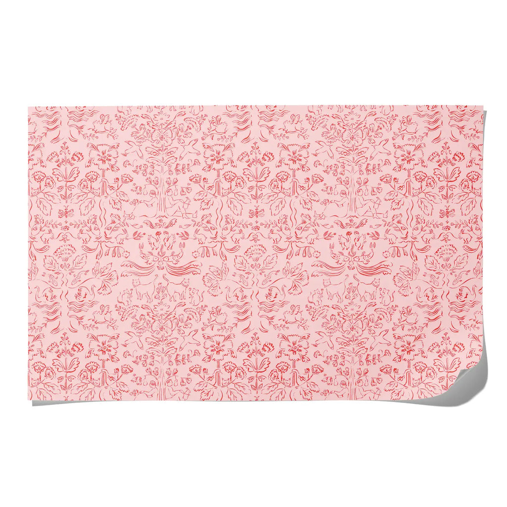 Pink and Red Wrapping Paper Spring Doodles