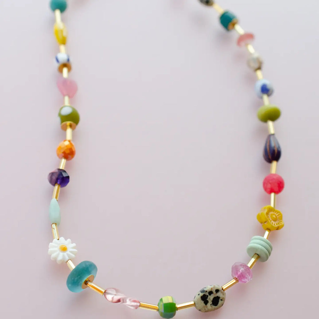 Colorful Beaded Eclectic Necklace in Bright