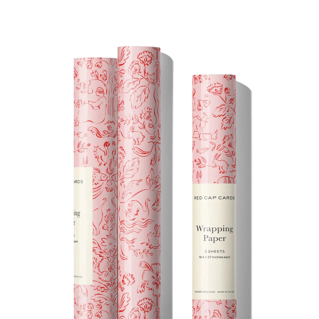 Pink and Red Wrapping Paper Spring Doodles