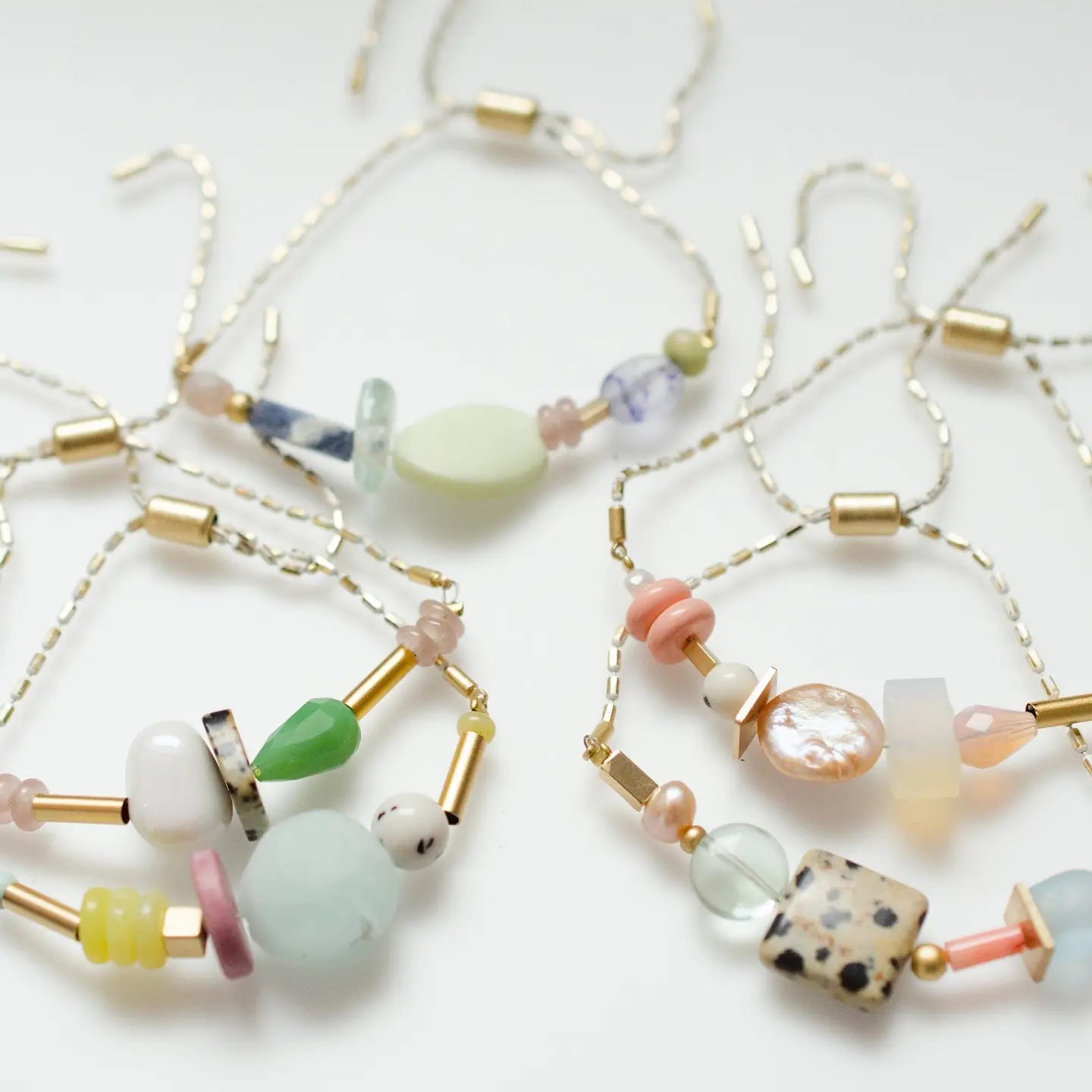 White Beaded Pull Tie Bracelets, 2 Options