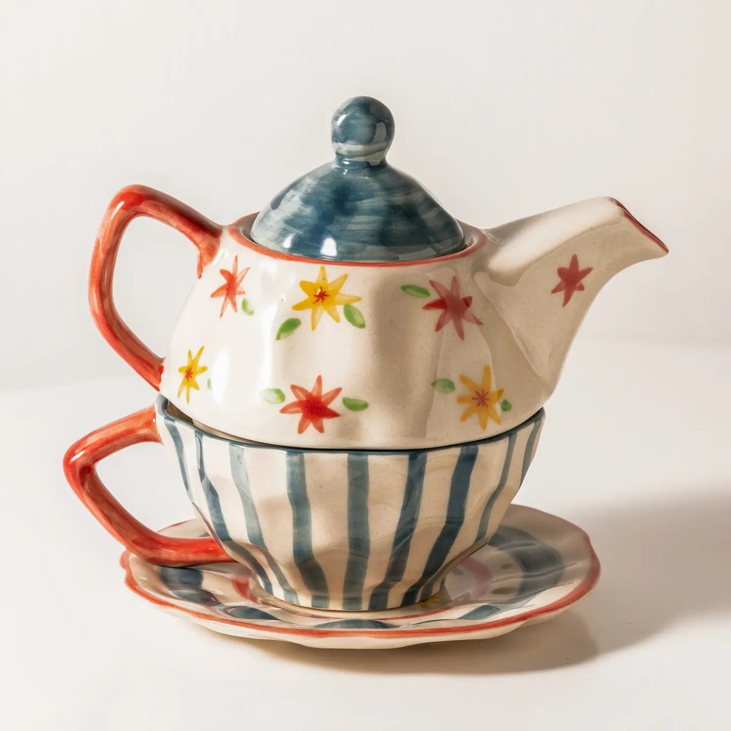One Cup Hand Painted Tea Set, 3-Piece