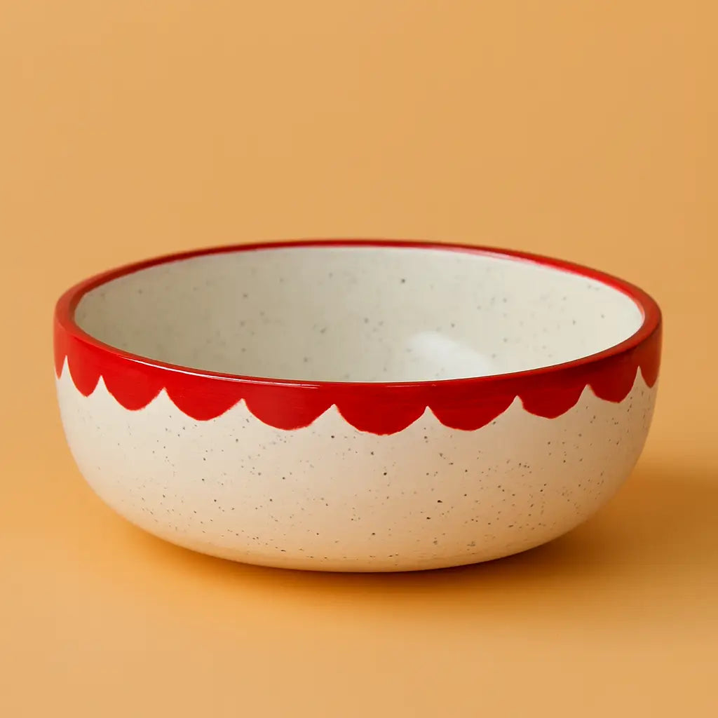 Hearty Ceramic Hand Painted Heart Salad Bowl Bread Bowl