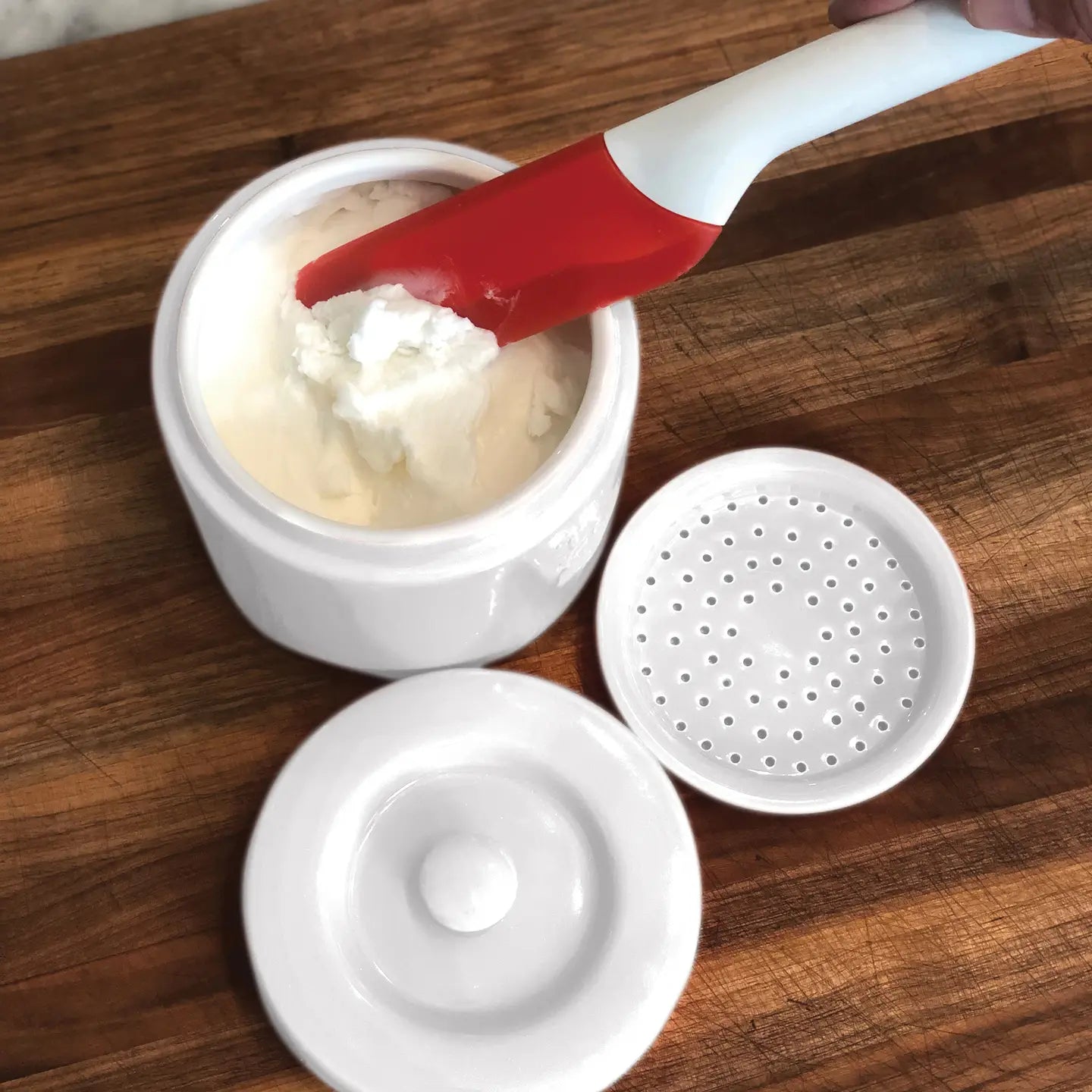 Porcelain Grease Container, White, 5" X 5" X 5"