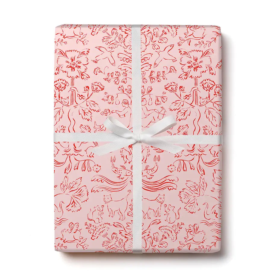 Pink and Red Wrapping Paper Spring Doodles