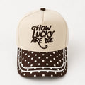 How Lucky Are We Polka Dot Trucker Hat Brown & Cream