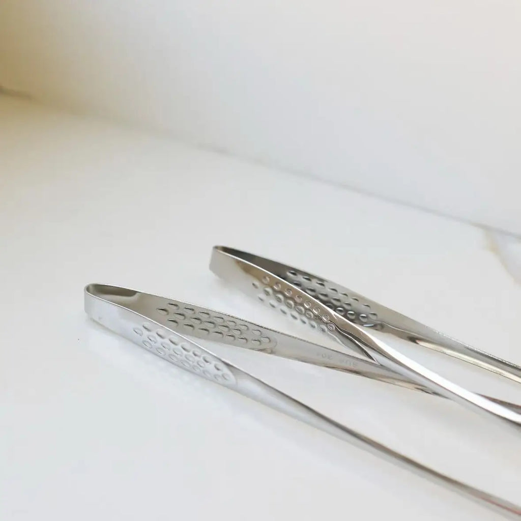 Stainless Steel Non-Slip Tongs, Snack Tongs, Charcuterie Mukbang