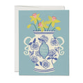 Mothers Day Floral Chinoiserie Vase Greeting Card