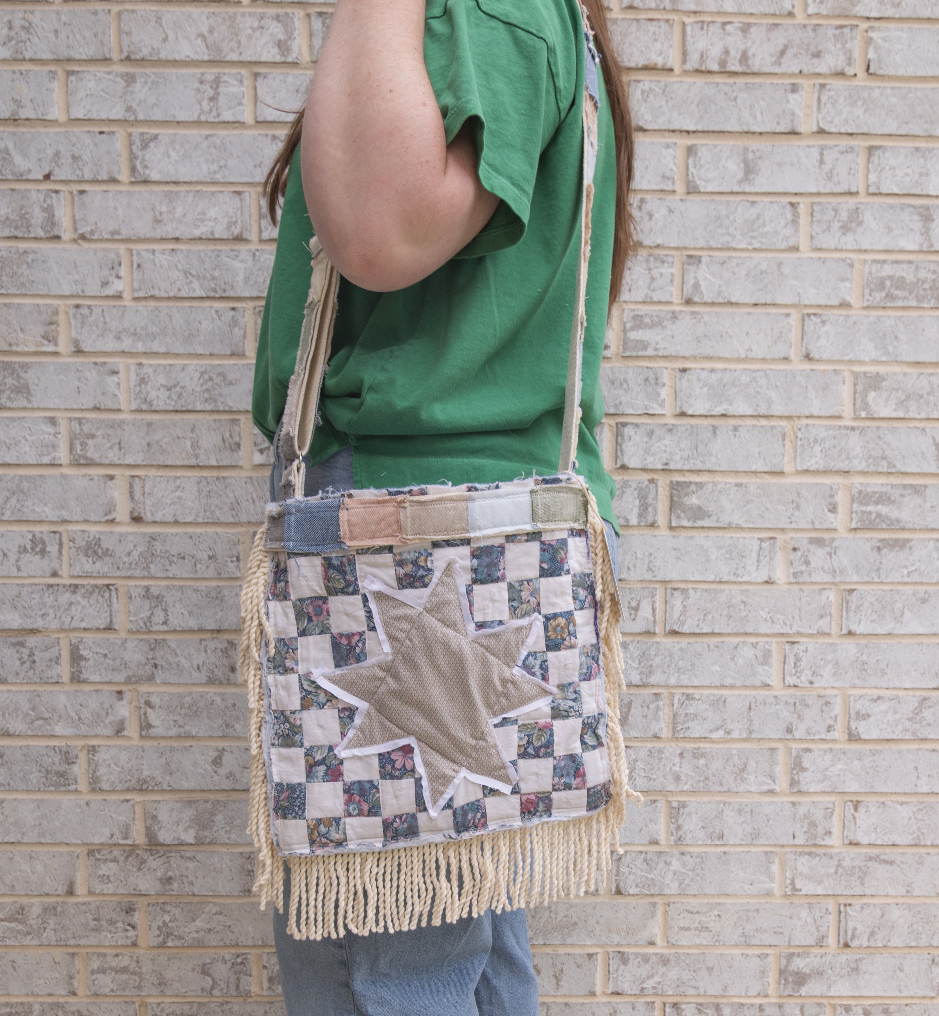 Hand-Made Vintage Quilt Tote Purse with Adjustable Strap & Interior Pocket, One of A Kind