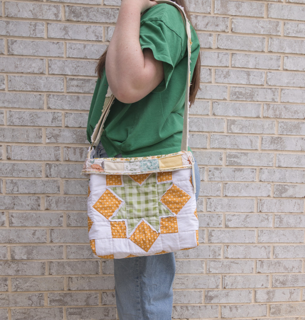 Reversible Hand-Made Quilted Purse with Adjustable Strap &amp; Interior Pocket
