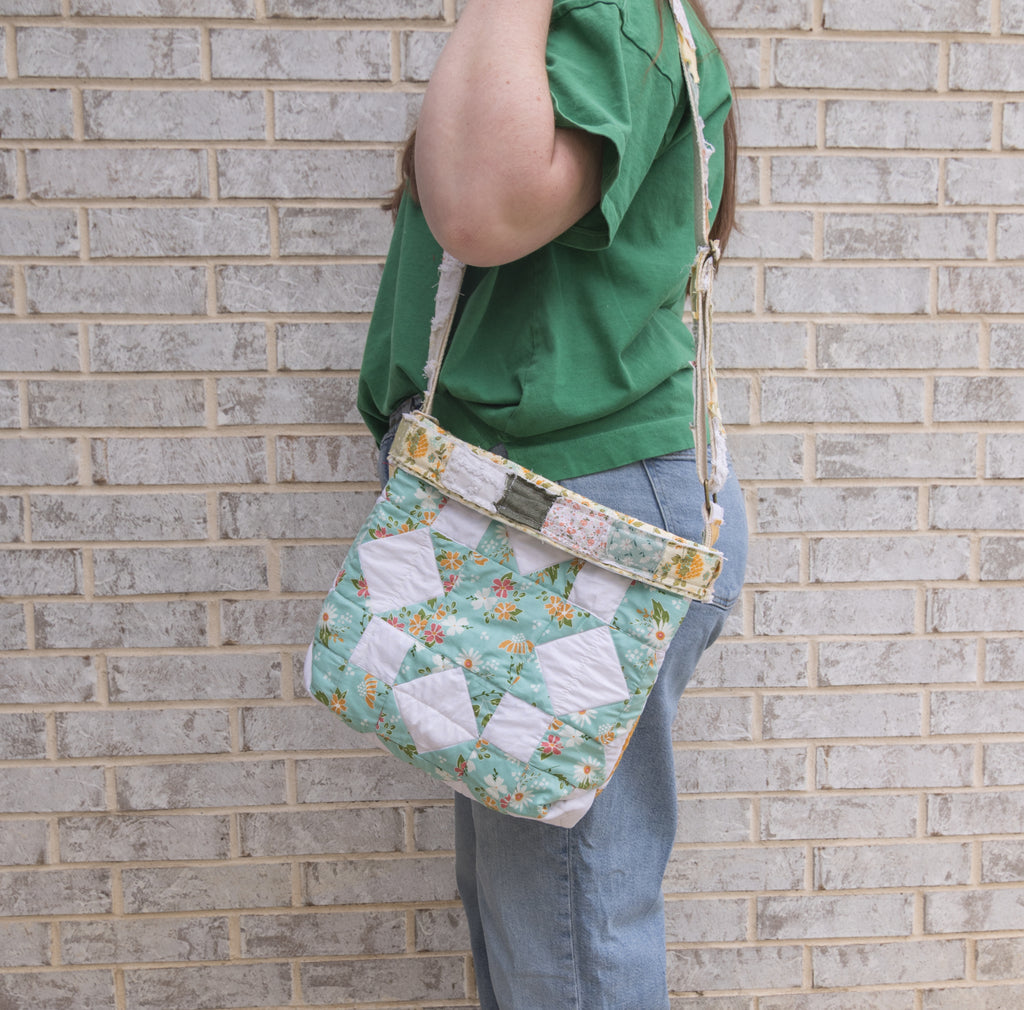 Reversible Hand-Made Quilted Purse with Adjustable Strap &amp; Interior Pocket