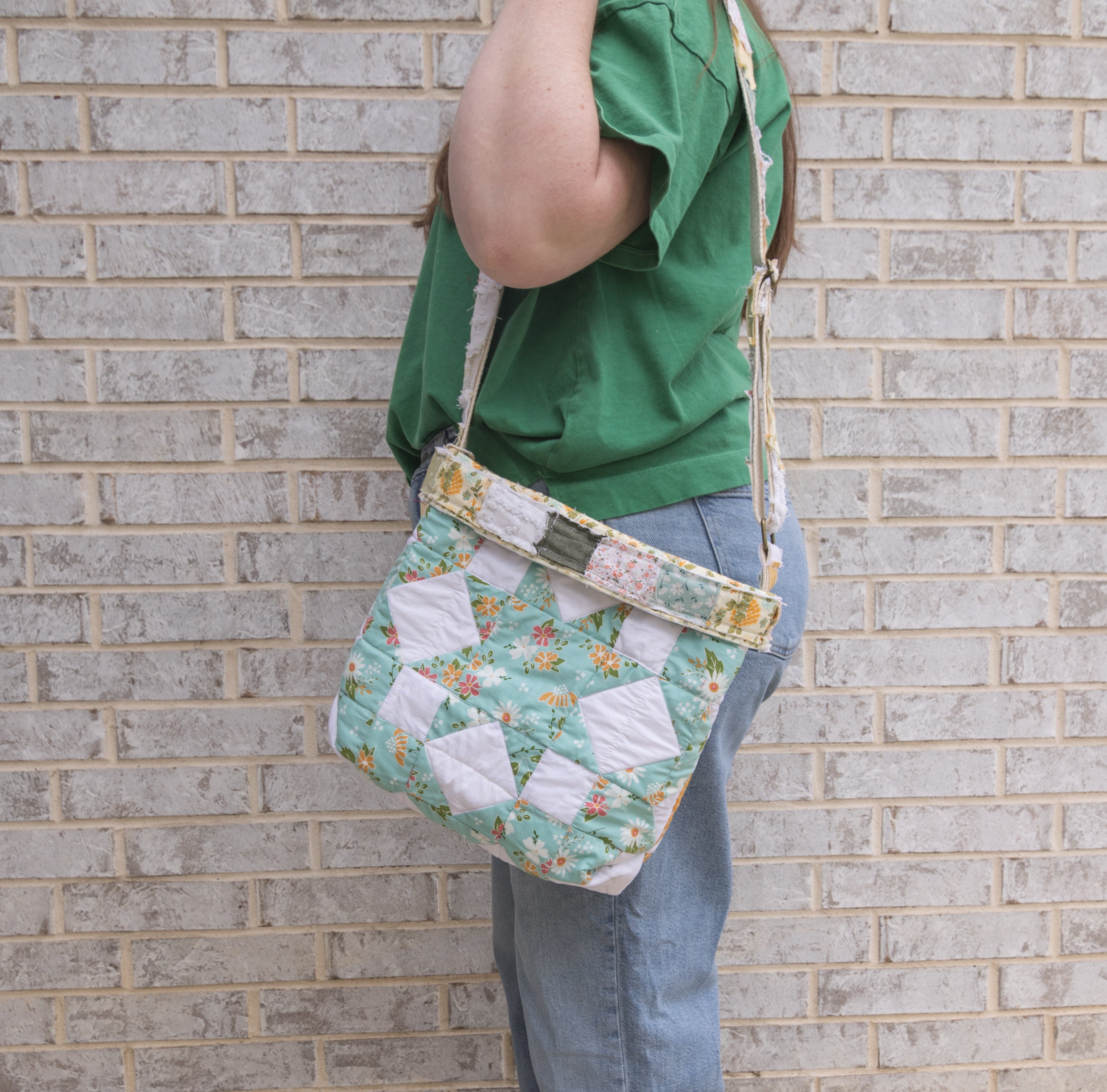 Reversible Hand-Made Quilted Purse with Adjustable Strap &amp; Interior Pocket