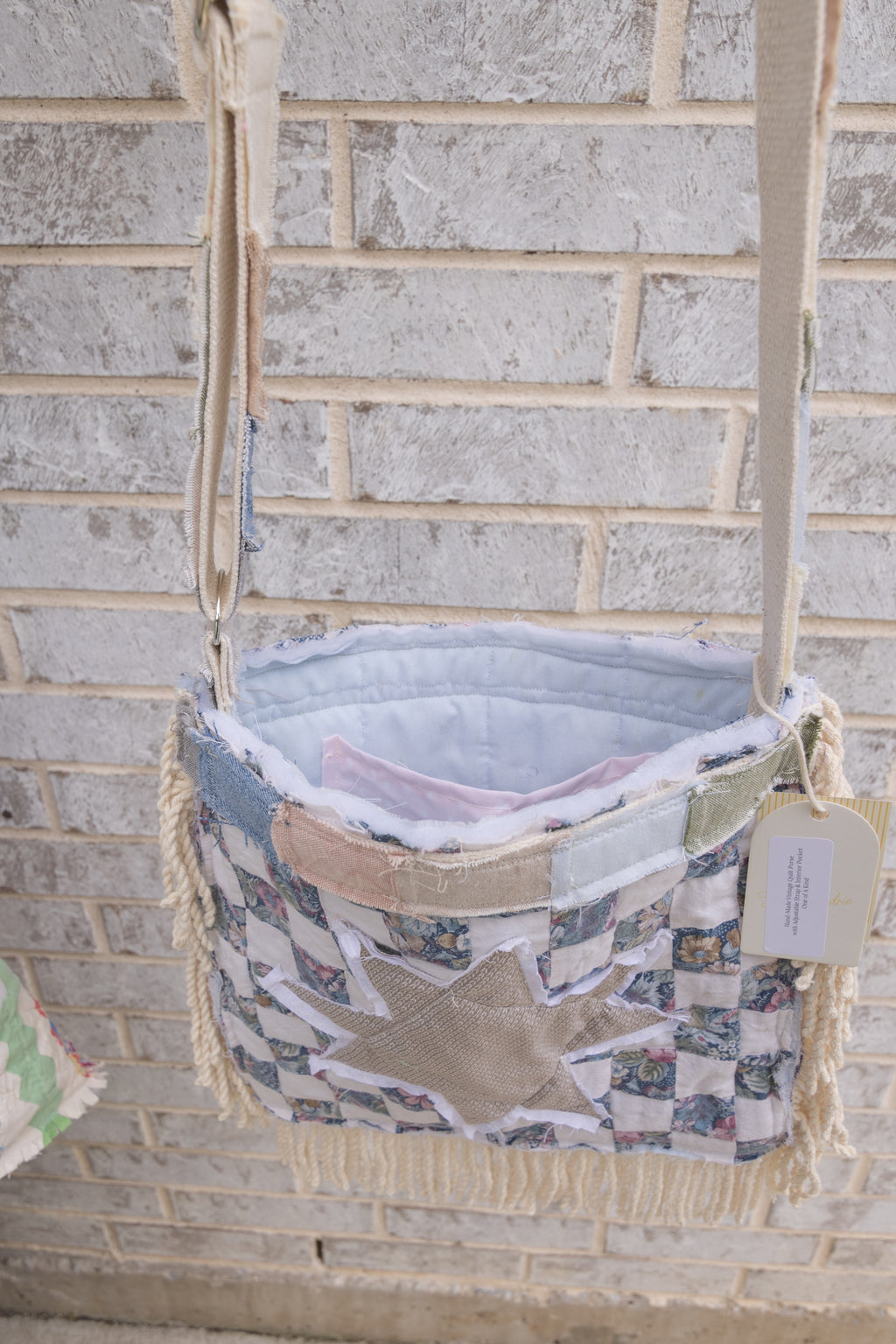 Hand-Made Vintage Quilt Tote Purse with Adjustable Strap & Interior Pocket, One of A Kind