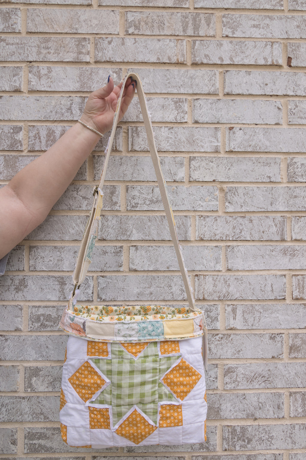 Reversible Hand-Made Quilted Purse with Adjustable Strap &amp; Interior Pocket