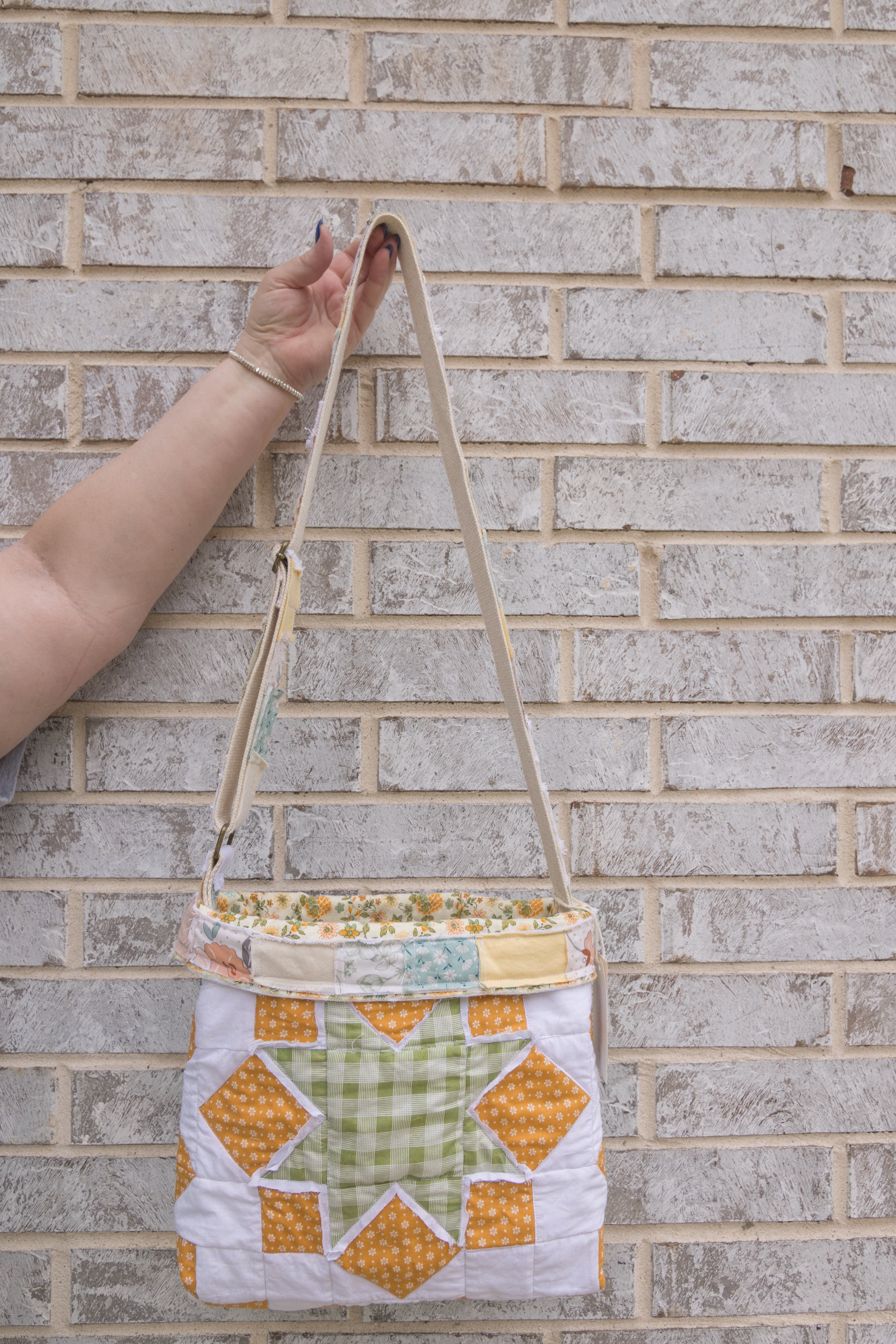 Reversible Hand-Made Quilted Purse with Adjustable Strap &amp; Interior Pocket