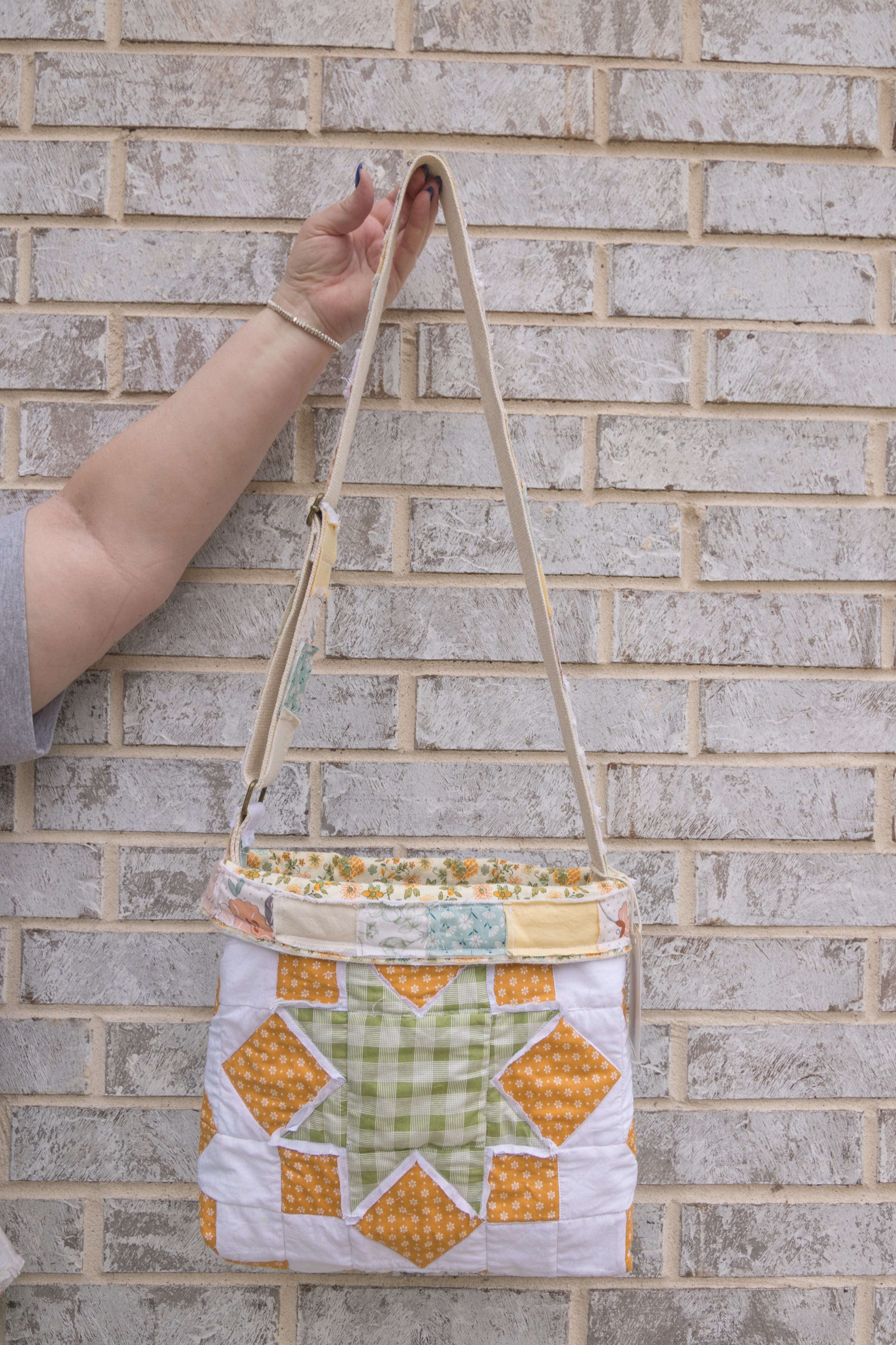 Reversible Hand-Made Quilted Purse with Adjustable Strap &amp; Interior Pocket