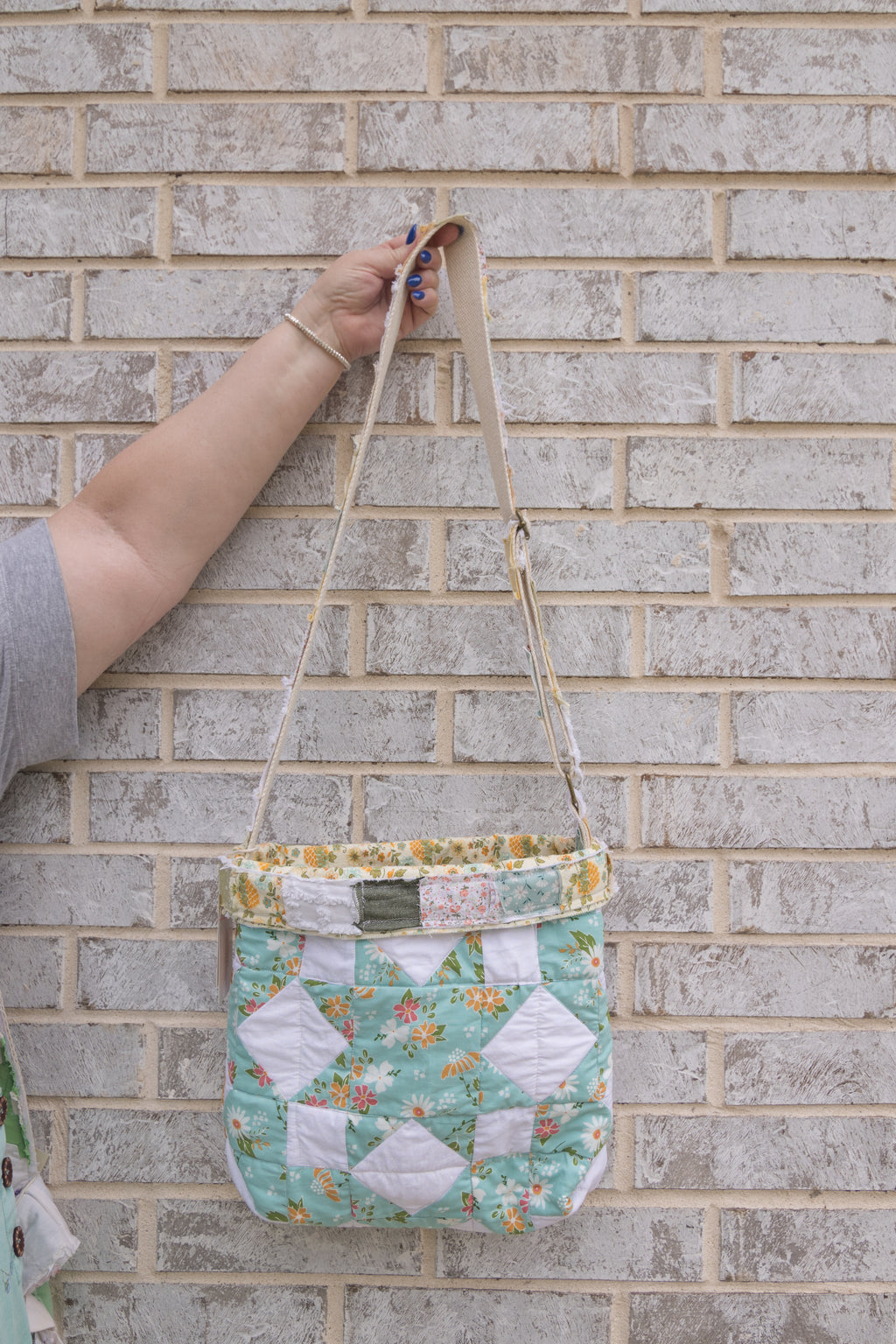 Reversible Hand-Made Quilted Purse with Adjustable Strap &amp; Interior Pocket