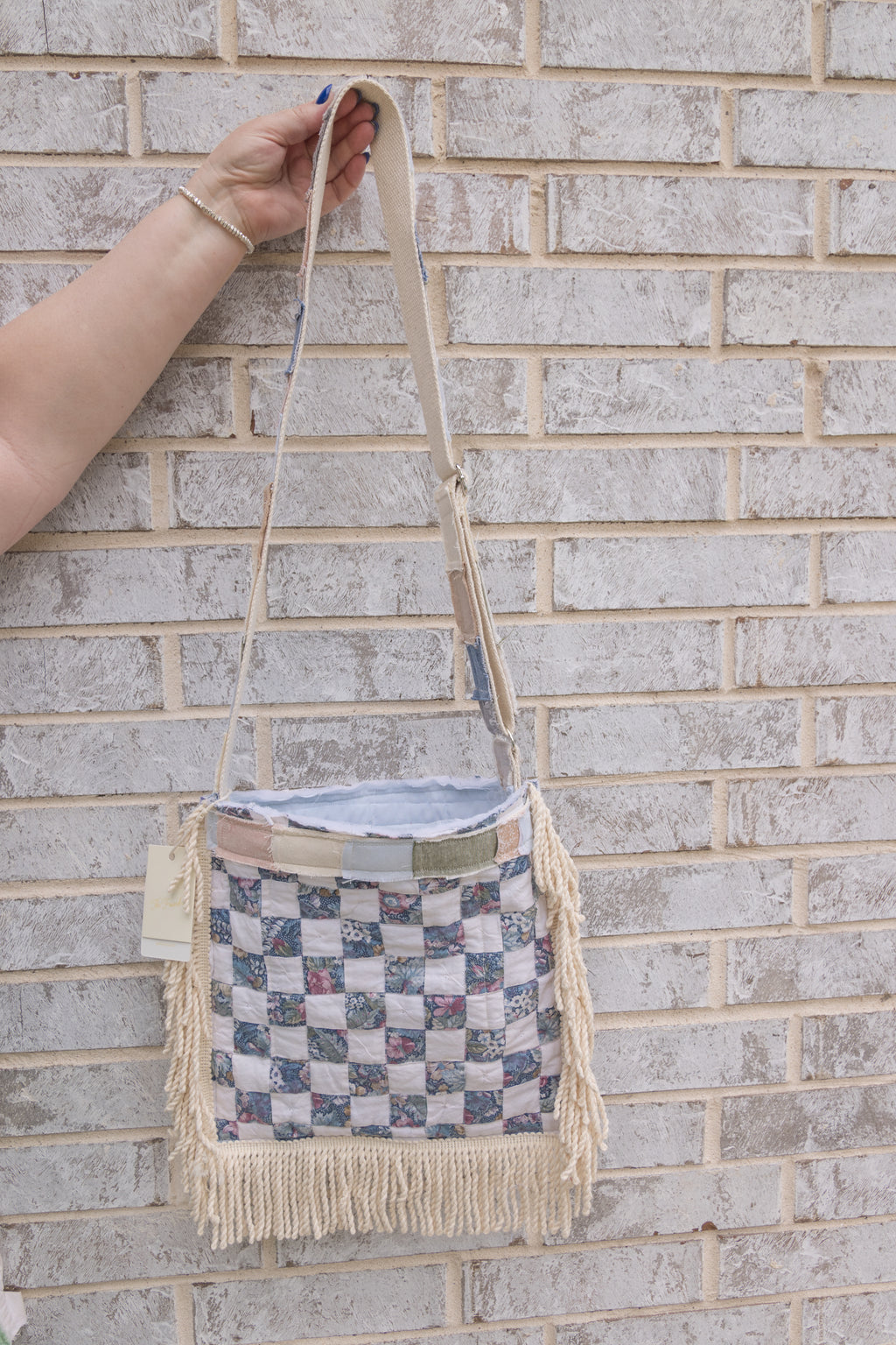 Hand-Made Vintage Quilt Tote Purse with Adjustable Strap & Interior Pocket, One of A Kind