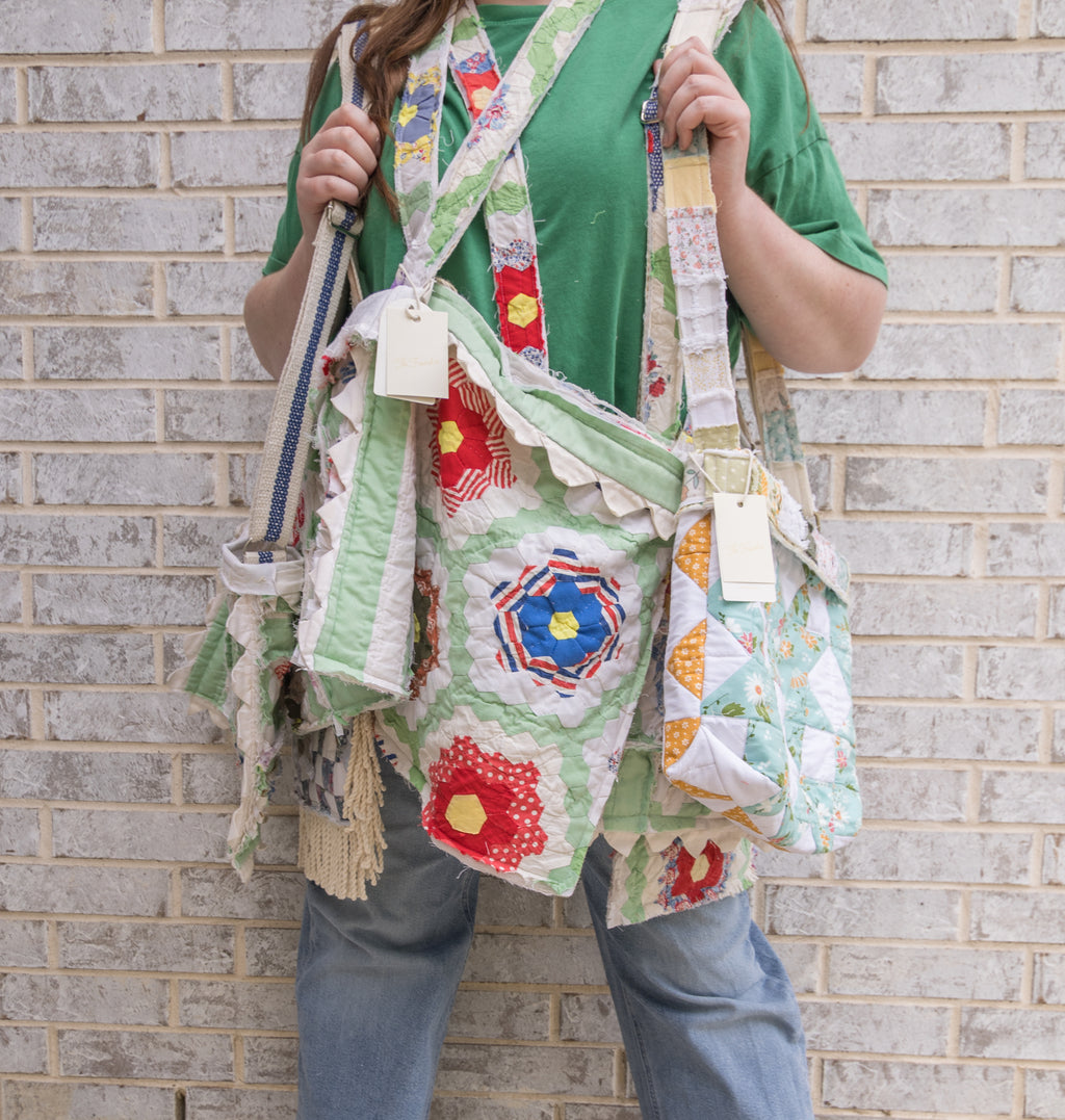 Reversible Hand-Made Quilted Purse with Adjustable Strap &amp; Interior Pocket