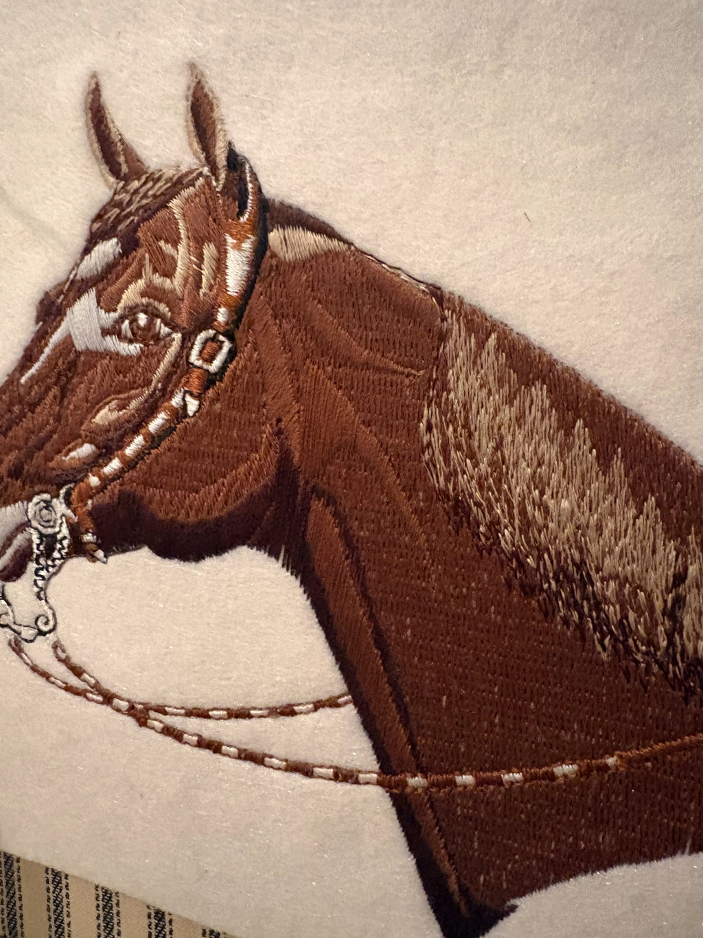 Vintage Horse Embroidery on Cotton Backing