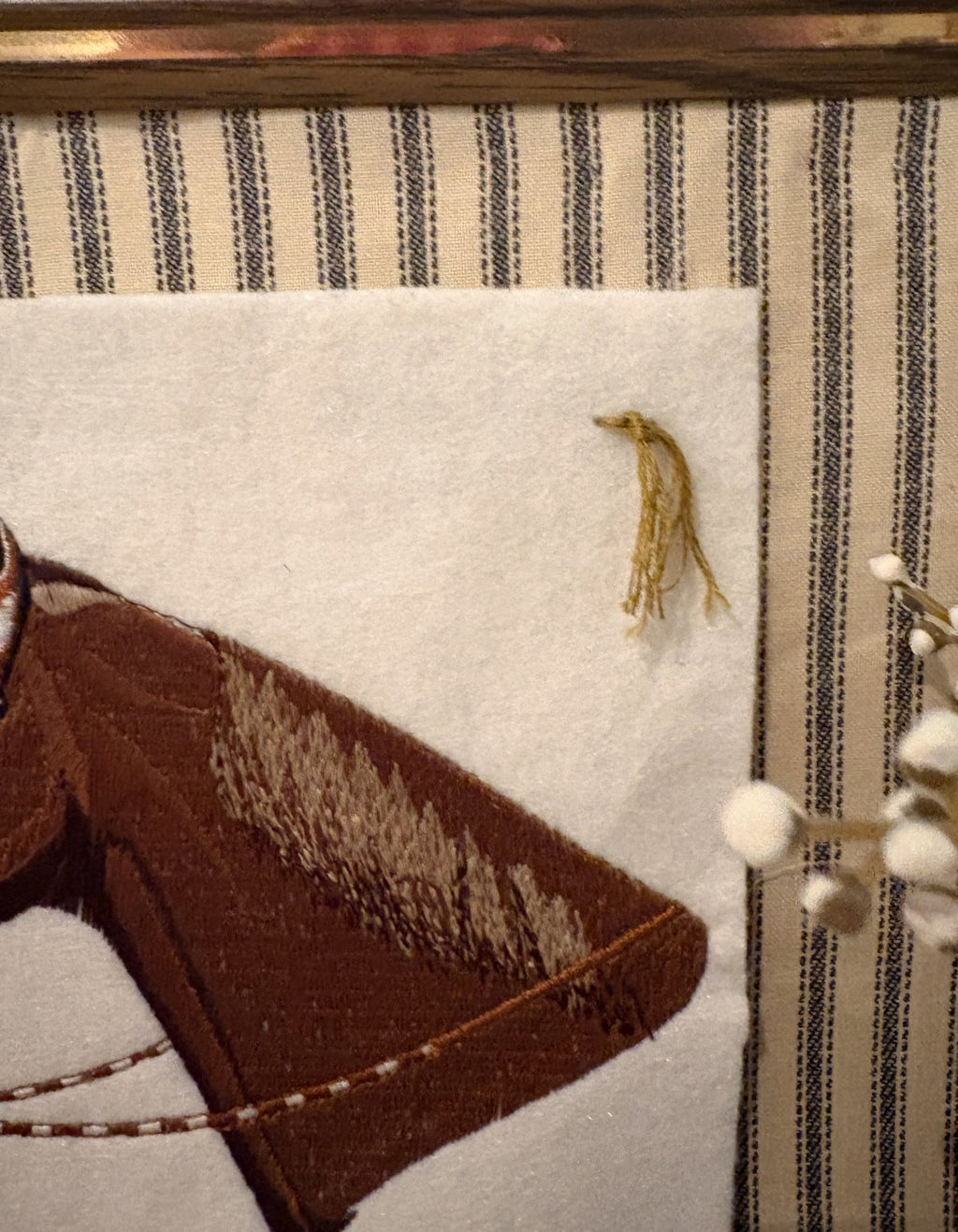 Vintage Horse Embroidery on Cotton Backing