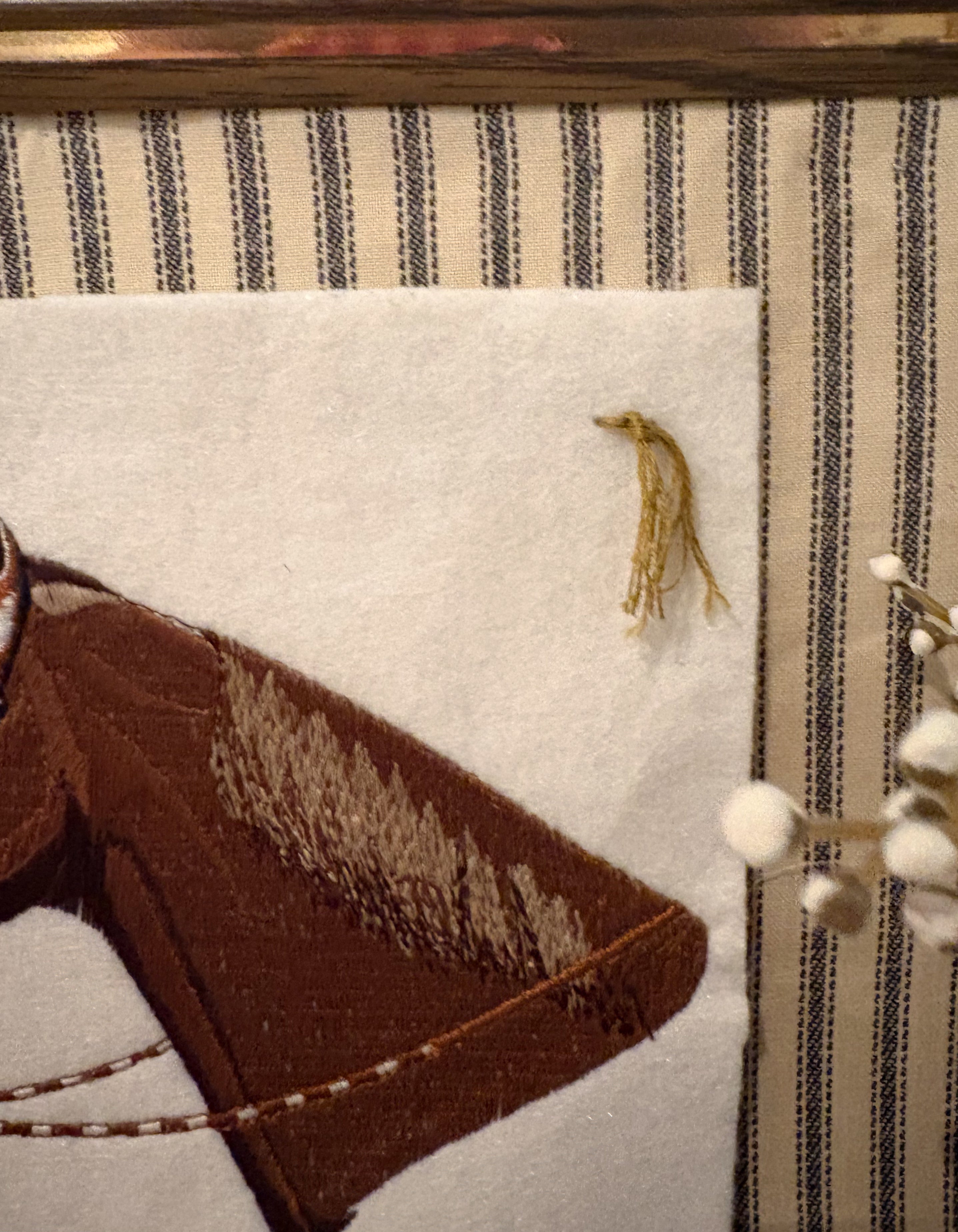 Vintage Horse Embroidery on Cotton Backing