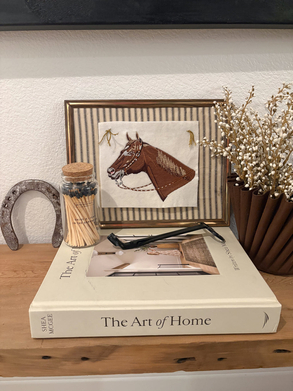 Vintage Horse Embroidery on Cotton Backing