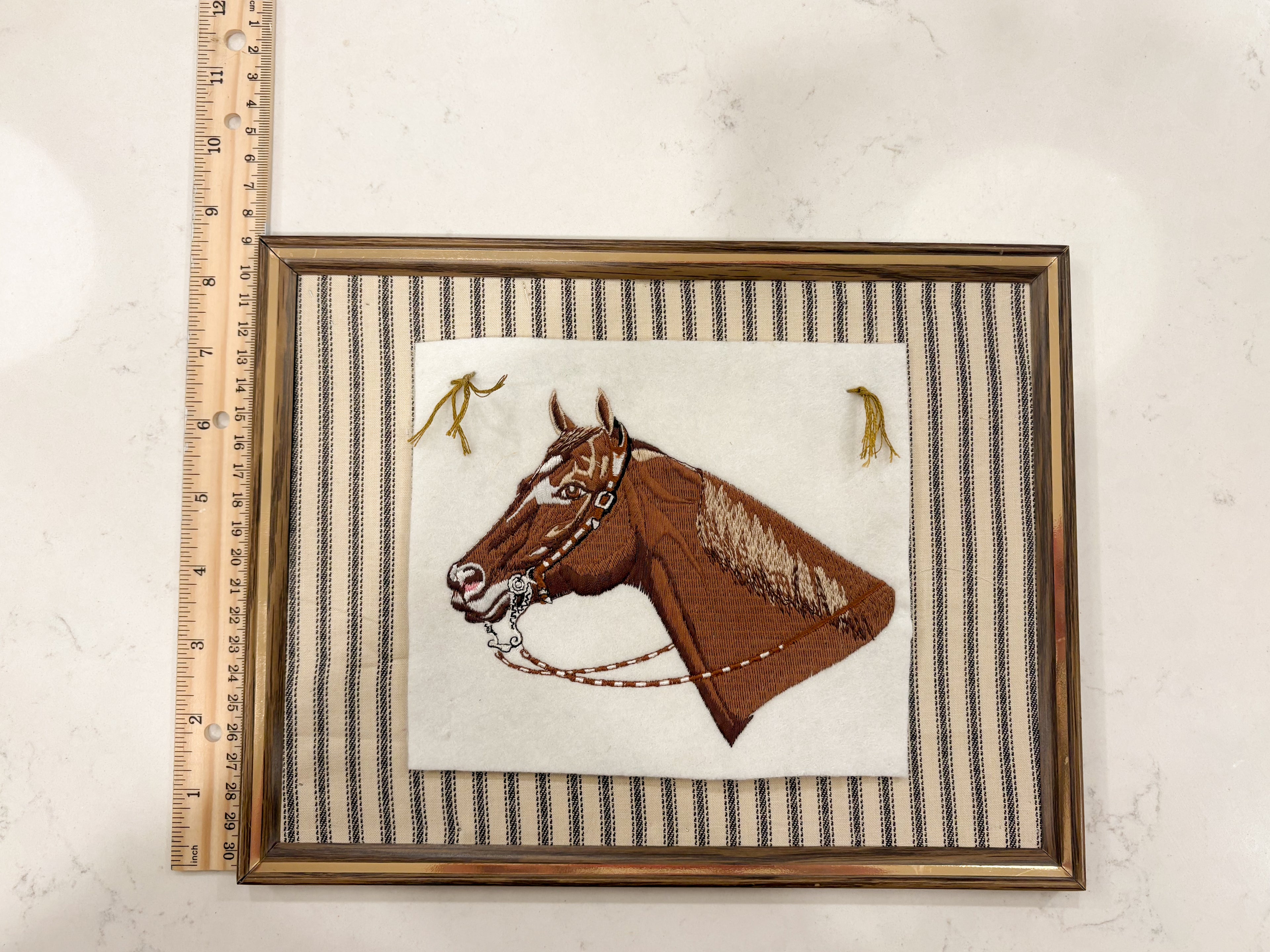 Vintage Horse Embroidery on Cotton Backing