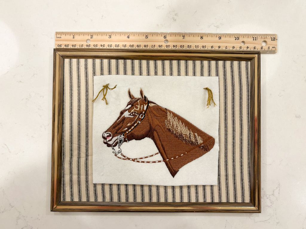 Vintage Horse Embroidery on Cotton Backing