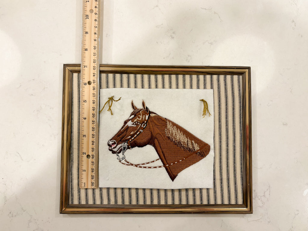 Vintage Horse Embroidery on Cotton Backing