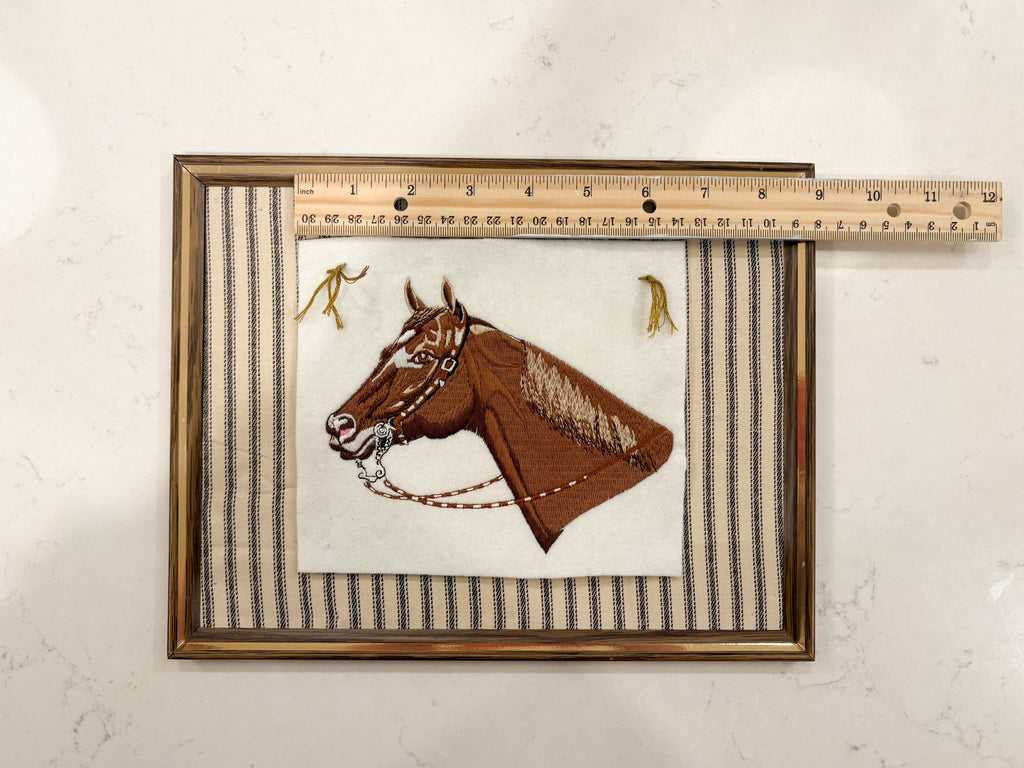 Vintage Horse Embroidery on Cotton Backing