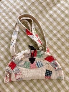 Hand-Made Vintage Quilt Shell Tote Purse with Adjustable Strap & Interior Pocket, One of A Kind