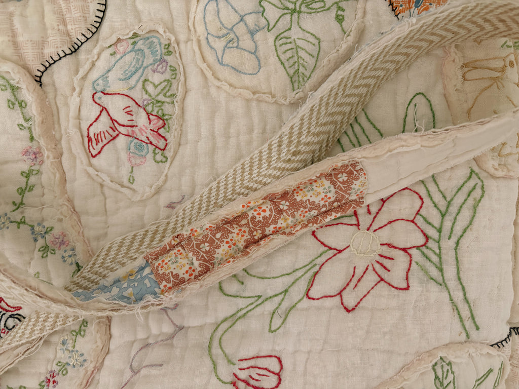 "Mother" Hand-Made Vintage Quilt Tote Purse with Adjustable Strap & Interior Pocket, One of A Kind