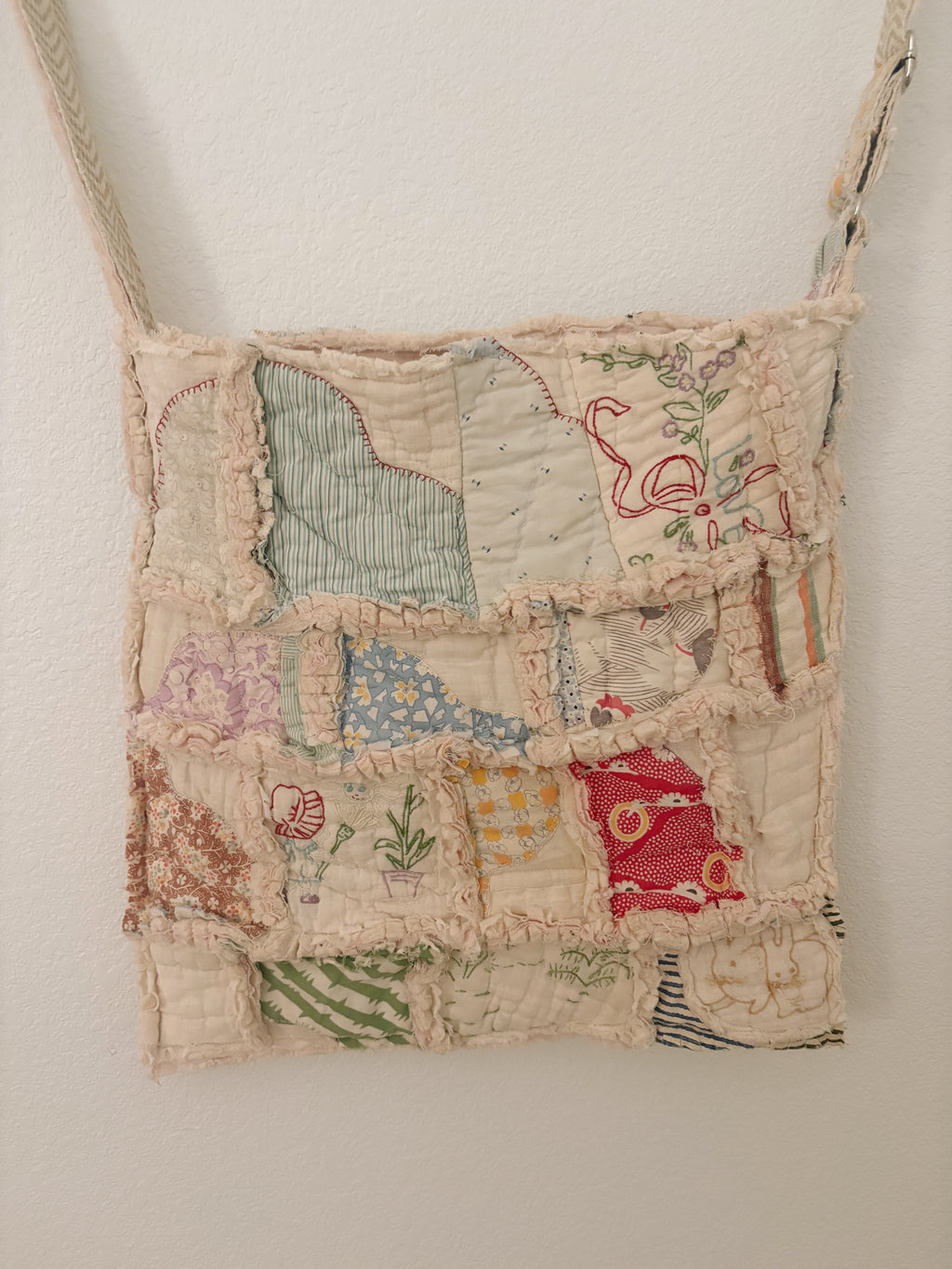 "Mother" Hand-Made Vintage Quilt Tote Purse with Adjustable Strap & Interior Pocket, One of A Kind