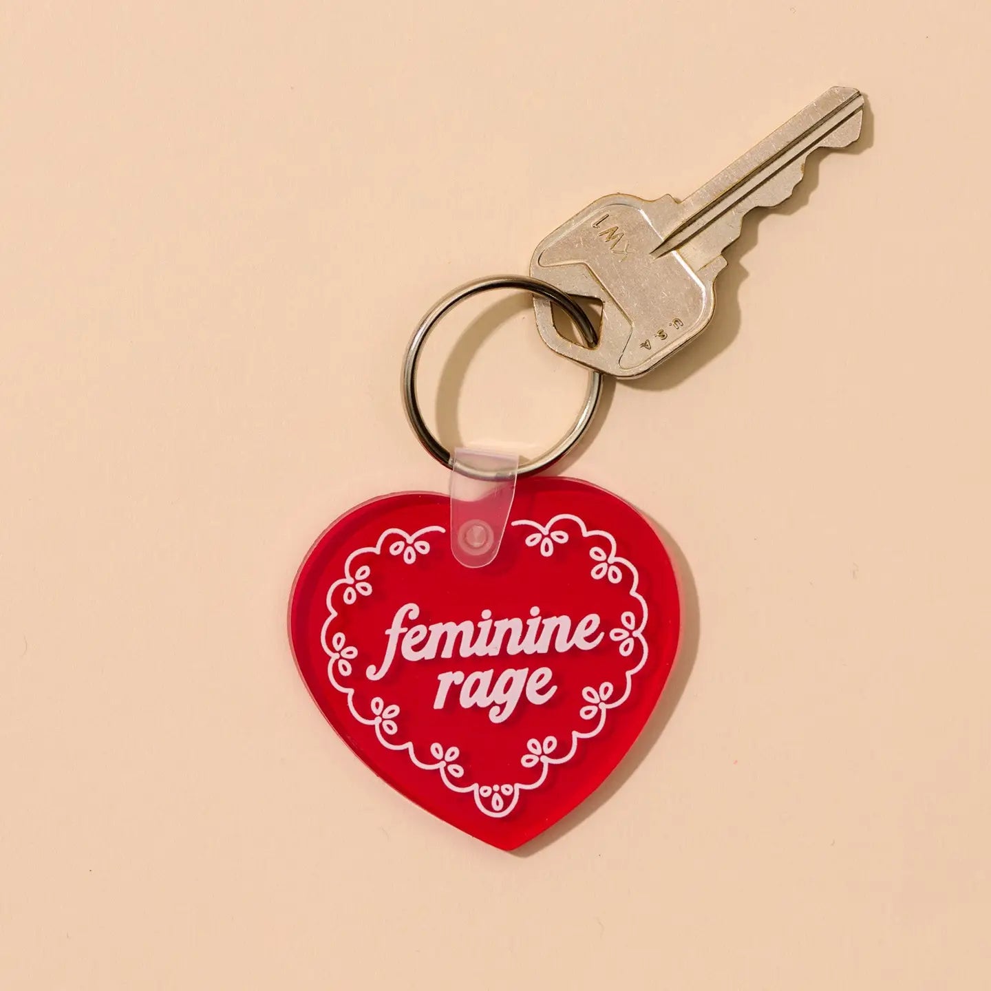 Pvc Keychain By Your Gal Kiwi—Feminine Rage (Doily Heart)