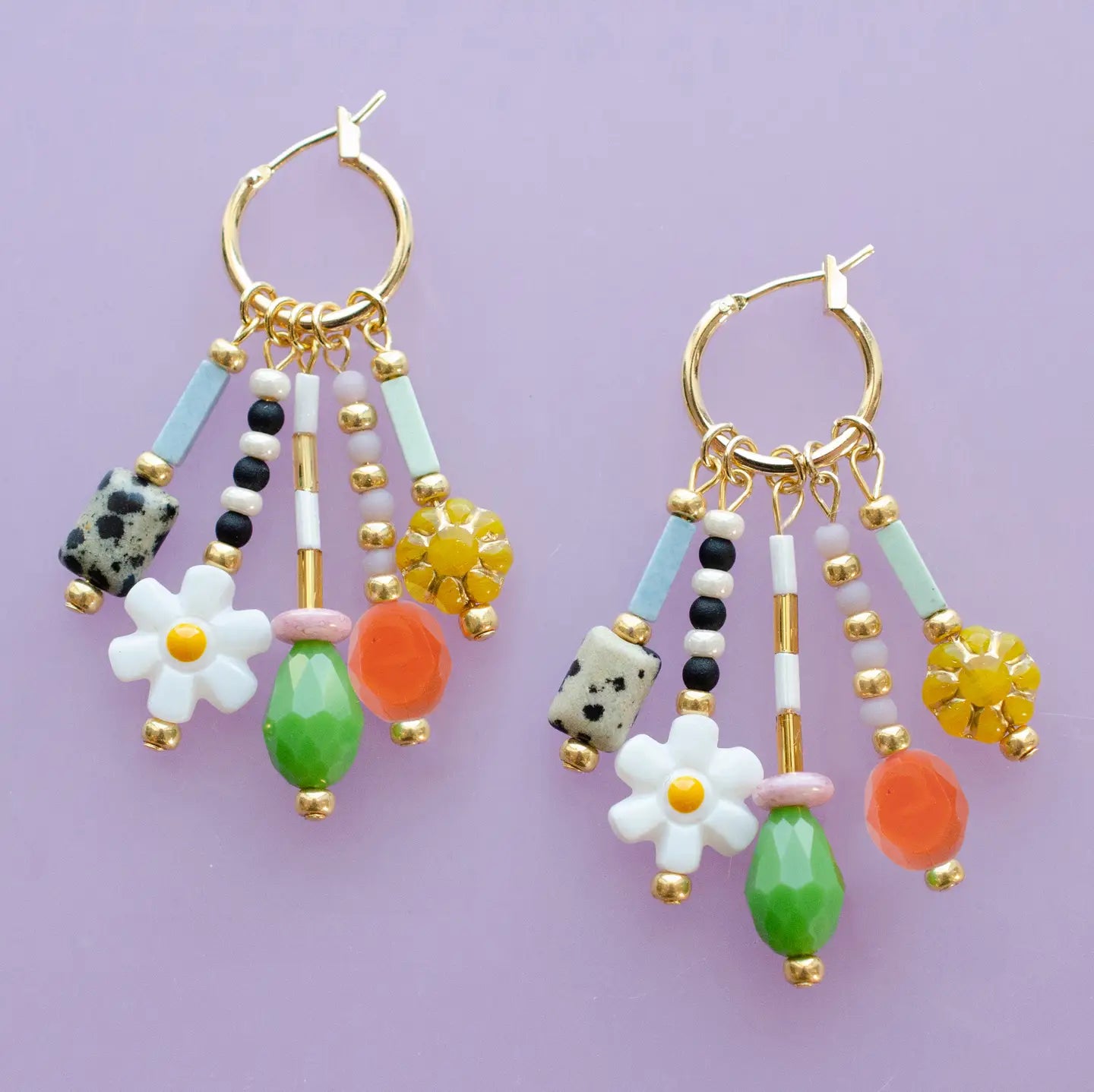 Colorful Beaded Charm Earrings