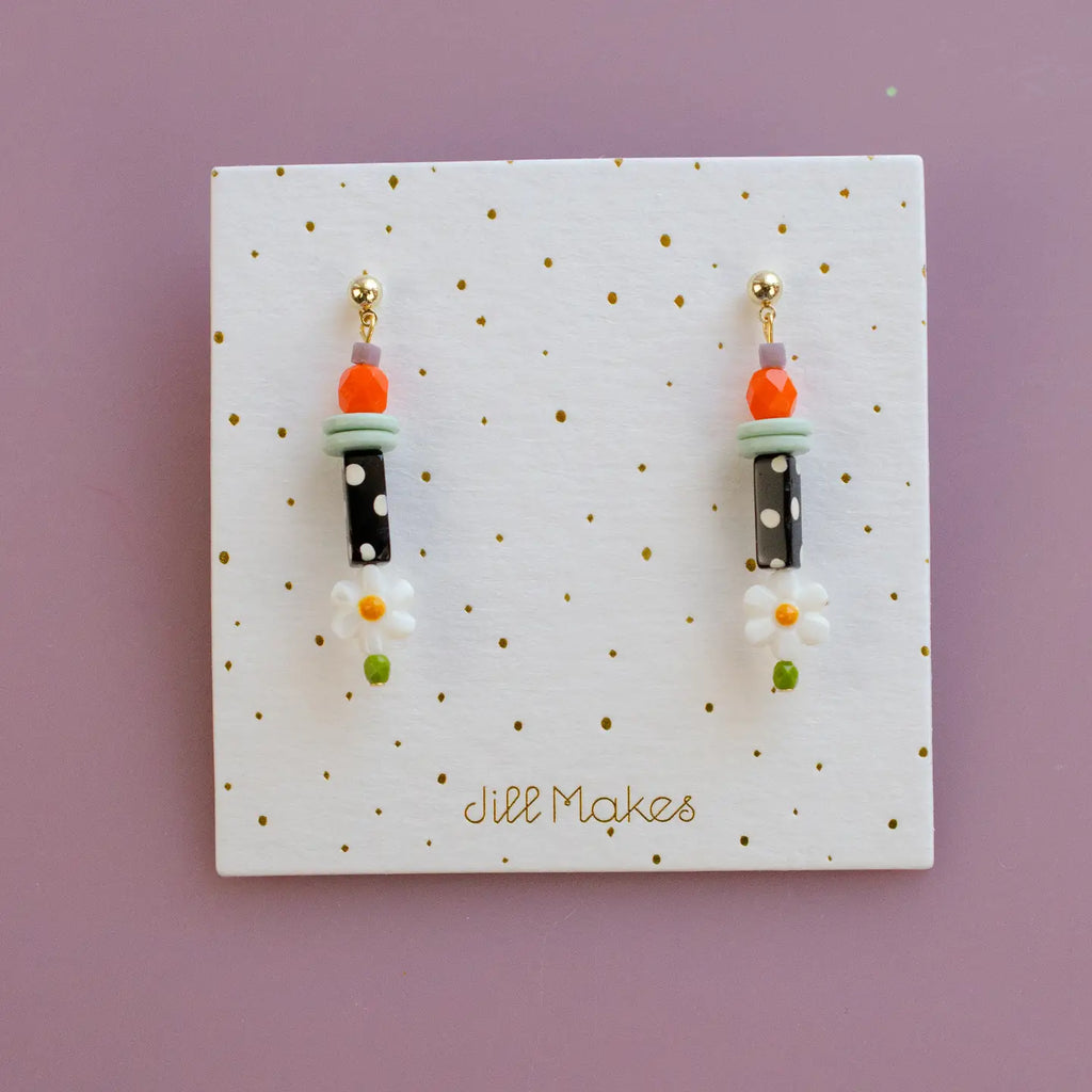 Black and White Polka Dot Earrings