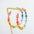 Rainbow Beaded Large Hoop Earrings
