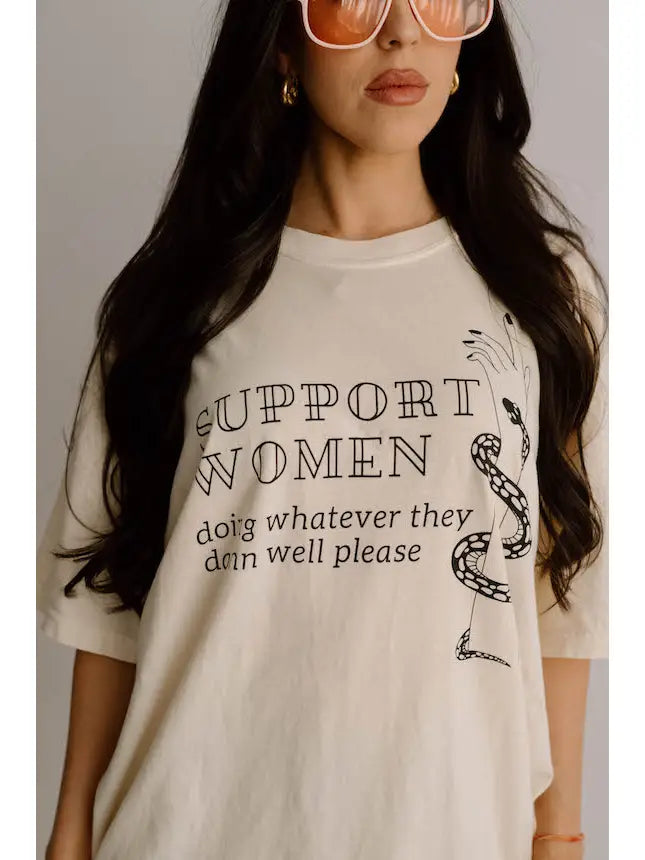 Support Women Feminist Grunge Comfort Colors Graphic Tee
